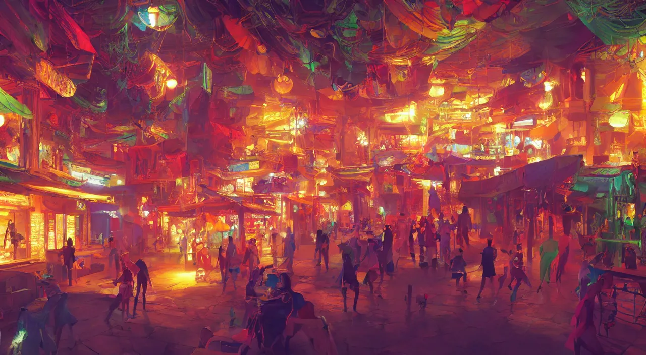 Image similar to bazaar zouk oriantal multicolorful sky shine place mosquet painting stylized digital video game icon global illumination ray tracing 8 k hd resolution, by ilya kuvshinov and cushart krentz and gilleard james