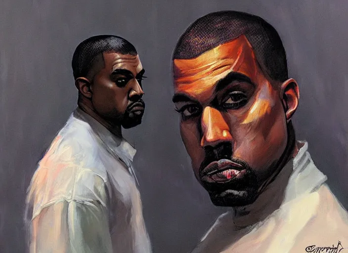 Prompt: a highly detailed beautiful portrait of kanye west as the joker, by gregory manchess, james gurney, james jean