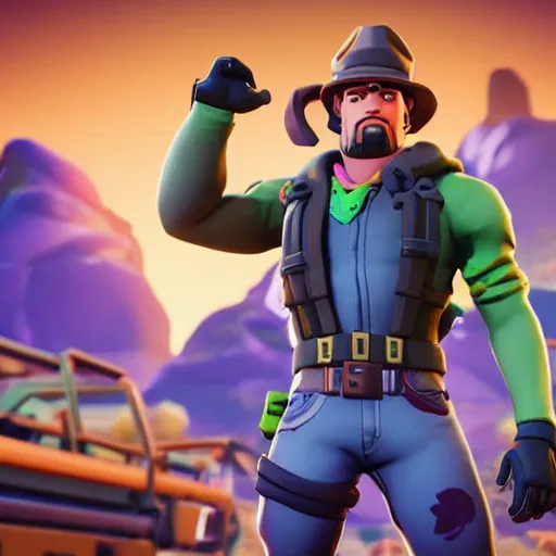 Image similar to joseph joestar in fortnite, character render, full body shot, highly detailed, in game render