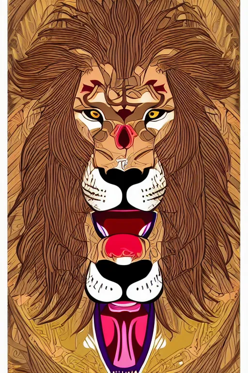 Image similar to Portrait of a lion as a samurai, samurai, japan, anime, sticker, colorful, illustration, highly detailed, simple, smooth and clean vector curves, no jagged lines, vector art, smooth