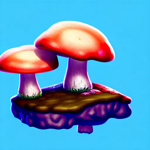 Image similar to Isometric 3D Mushroom, Smoth 3D Illustration, Cinematic Matte Painting, soft render, Daniil Kudriavtsev, handpaint texture, Blender, 3DCoat