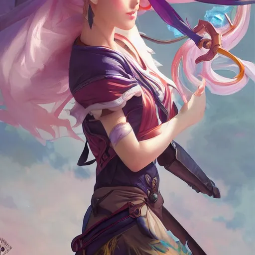 Image similar to Jinx on her day off league of legends, highly detailed, digital painting, artstation, concept art, smooth, sharp focus, illustration, ArtStation, art by artgerm and greg rutkowski and Hikari Shimoda and Edmund Blair Leighton and Charlie Bowater