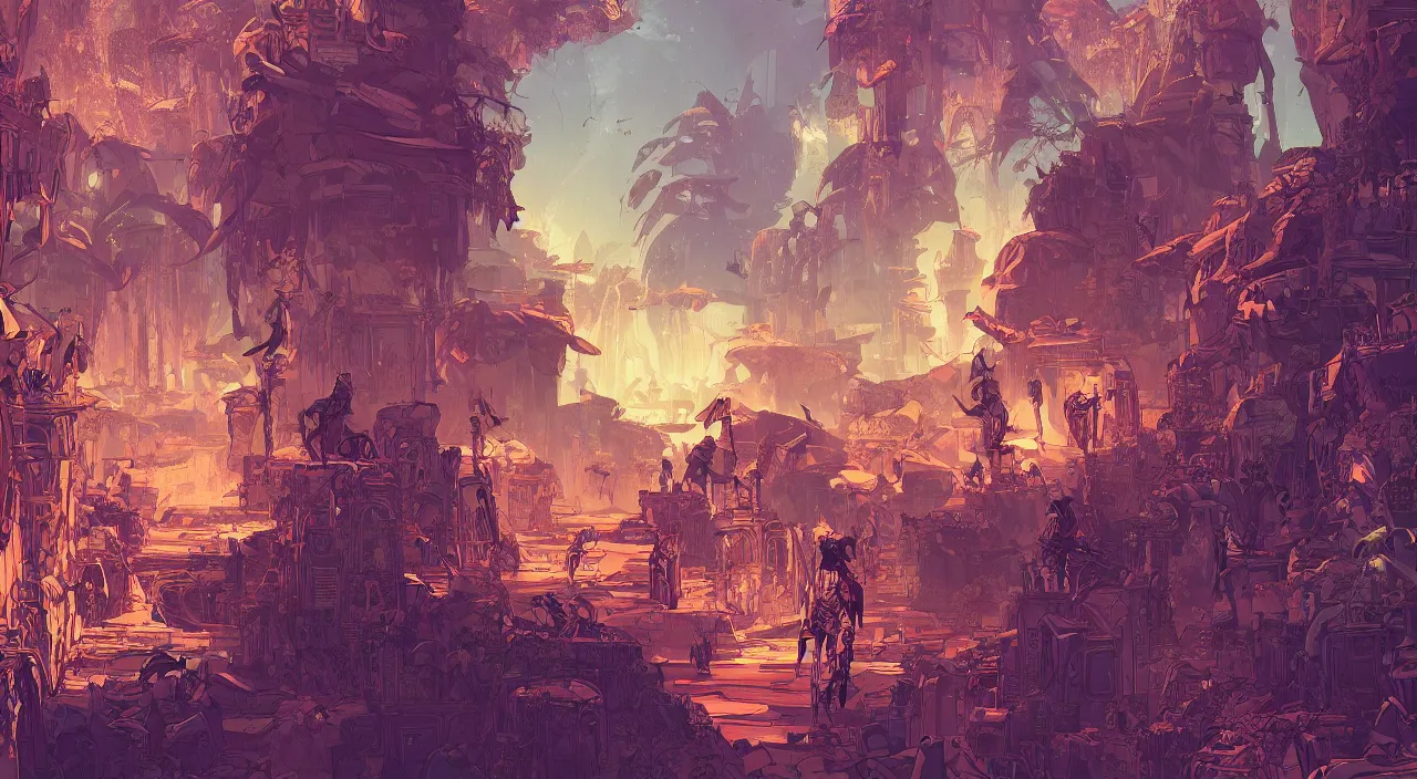 Image similar to vector wonderland bazaar zouk old egypt sky shine epic fantasy painting photoshop that looks like it is from borderlands and by feng zhu and loish and laurie greasley, victo ngai, andreas rocha, john harris