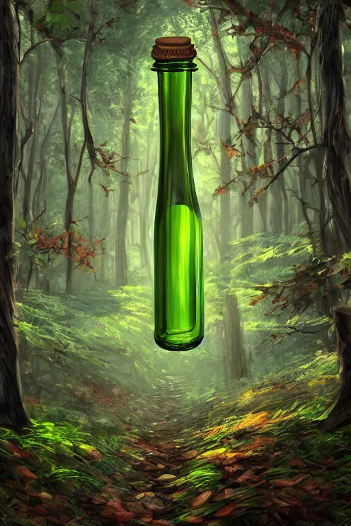 Image similar to a forest in a bottle, digital art, trending on artstation