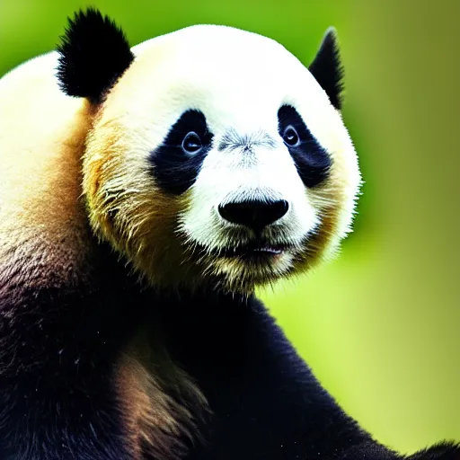 Prompt: Photograph Close us shot of panda, 50x Zoom, DSLR, HDR, artstation, nature
