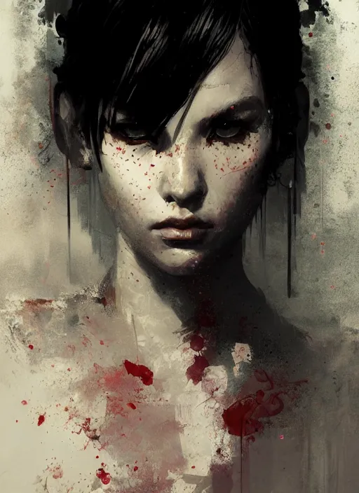 Image similar to female hell girl, beautiful face, rule of thirds, intricate outfit, spotlight, concept art, digital painting, by greg rutkowski, by jeremy mann,