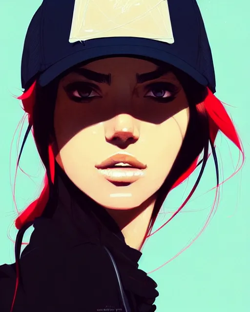 Image similar to a ultradetailed beautiful portrait panting of a stylish woman wearing a snapback, by conrad roset, greg rutkowski and makoto shinkai, trending on artstation