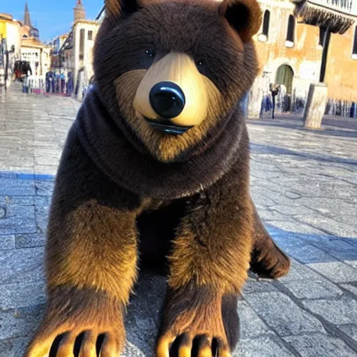 Prompt: urso usando máscara veneziana