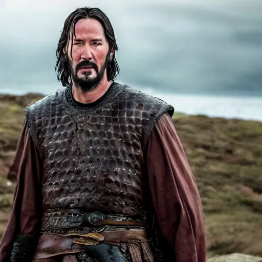 Image similar to Keanu Reeves in Vikings detail 4K quality super realistic