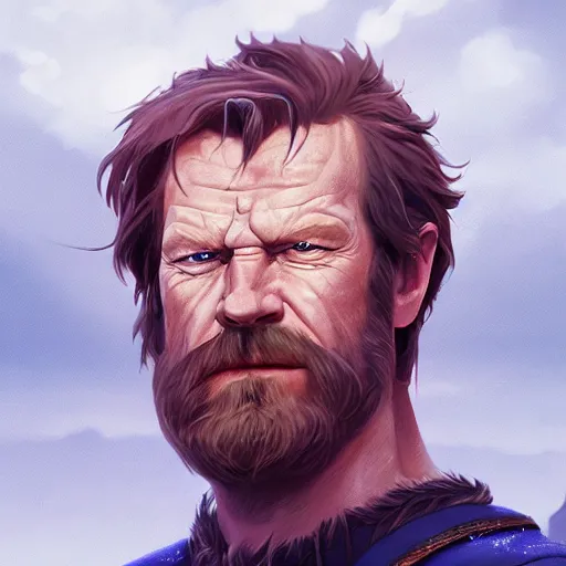 Prompt: portrait of iain glen as odin, the nordic god, mattepainting concept blizzard pixar maya engine on stylized background splash comics global illumination lighting artstation lois van baarle, ilya kuvshinov, rossdraws