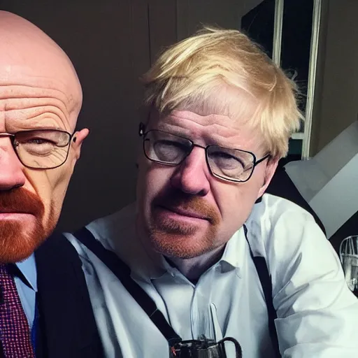 Image similar to Walter White and Boris Johnson selfie