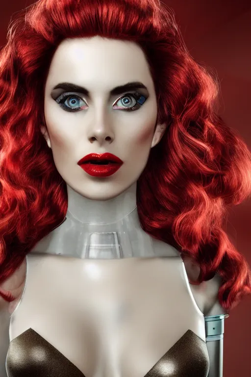 Image similar to scarlet johannsen as a fembot, 4 k, hdr color