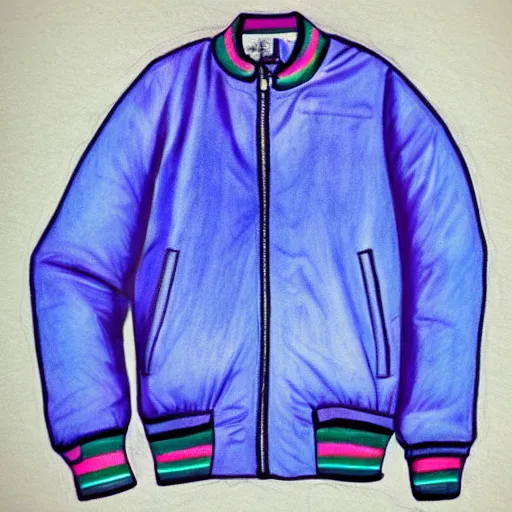 Image similar to a drawing of a blue and purple jacket, a color pencil sketch by avgust cernigoj, instagram contest winner, digital art, art on instagram, childs drawing, seapunk