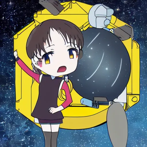 Image similar to cute chibi moe anthropomorphism of james webb space telescope, anime style, jwst, anime, space telescope, anime art