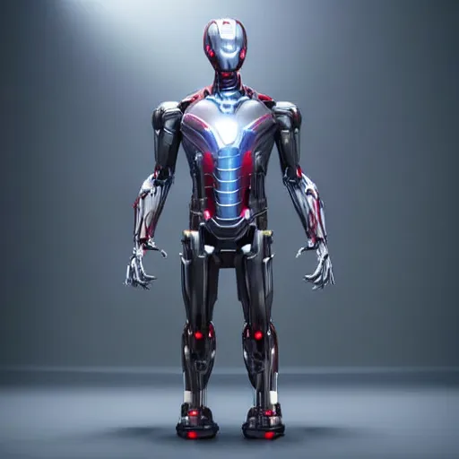 Image similar to still photo of marvel ultron, highly detailed, photorealistic portrait, bright studio setting, studio lighting, crisp quality and light reflections, unreal engine 5 quality render,