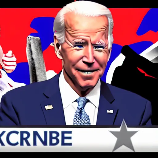 Image similar to Joe Biden karate kicks Donald Trump, hd,action