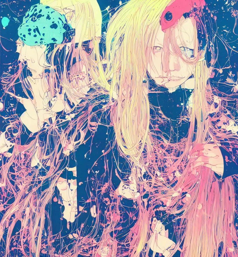 Prompt: a portrait of porter robinson blonde by inio asano, beeple and james jean, hiroyuki takahashi color scheme