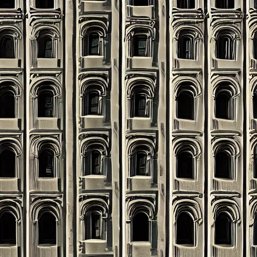 Prompt: a building filled with repeating features, liminal space, liminal,