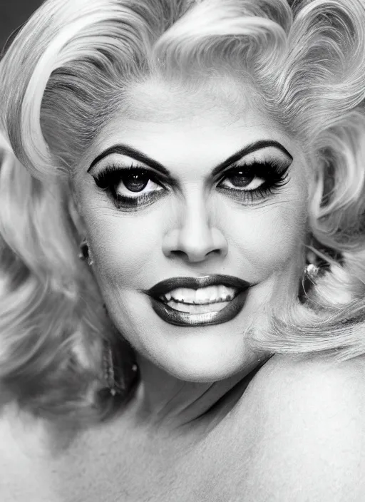 Image similar to DSLR photo portrait still of 54 year old age 54 Anna Nicole Smith at age 54!!!, 85mm f1.8