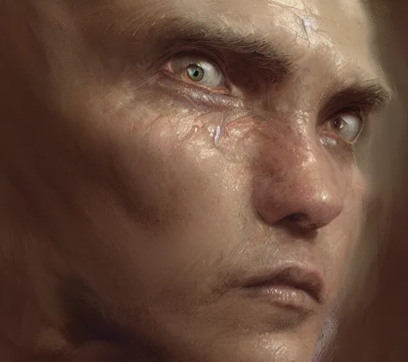 Image similar to a hyper-detailed portrait of a unique inhuman creature by Craig Mullins; trending on artstation; 90mm; f/1.4