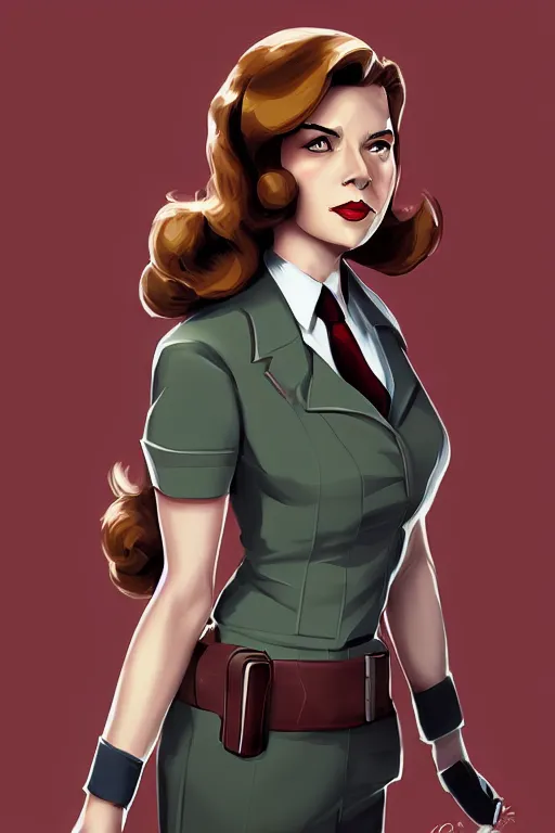 Image similar to Agent carter high quality digital painting in the style of Cushart, Krenz