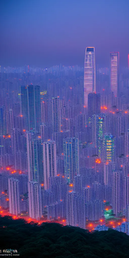 Image similar to Shenzhen skyline at dusk by Hiroshi Nagai, 8k