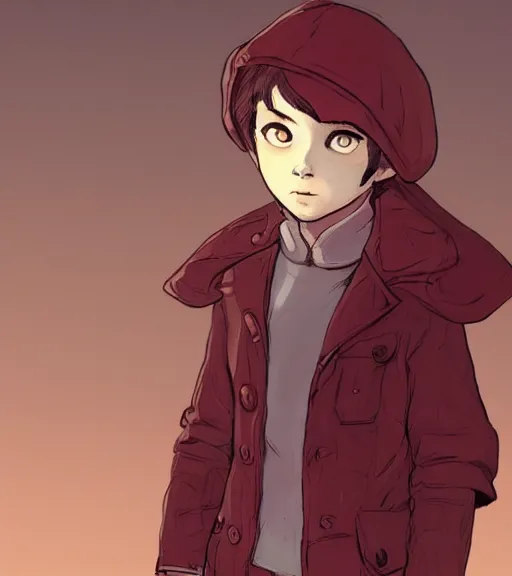 Image similar to attractive little boy character inspired in little red riding hood and batman, digital artwork made by akihiko yoshida and makoto shinkai, anatomically correct, symmetrical