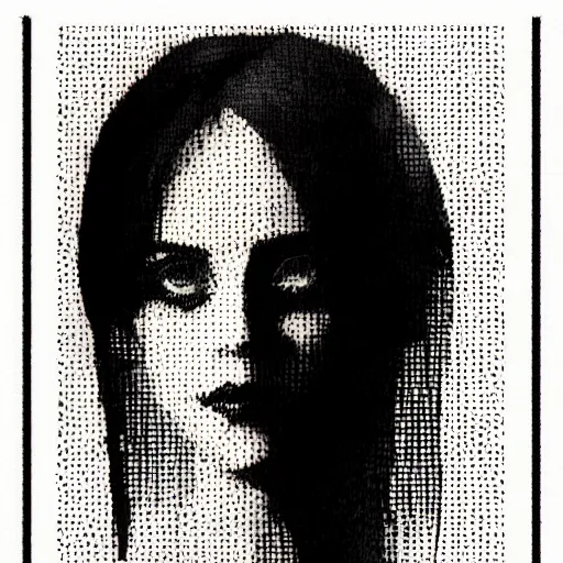 Prompt: portrait of emma watsons in the style of a dot matrix printer print out, art by greg rutkowski