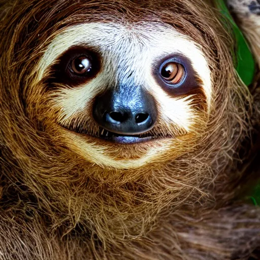 Image similar to a sloth with tiger stripes and a big red beard