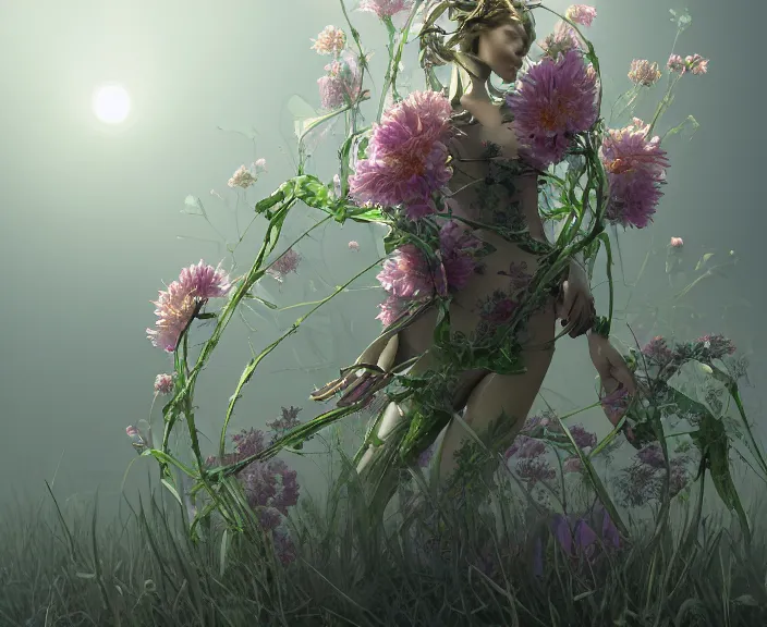 Prompt: simplicity, transparent clear see - through image of simple robots, floral environment, ultra realistic, concept art, minimalism, photorealistic, octane render, 8 k, unreal engine. art by gustave dore and nori inoguchi and sam kaplan and zachary goulko and christopher marley and artgerm and alphonse mucha