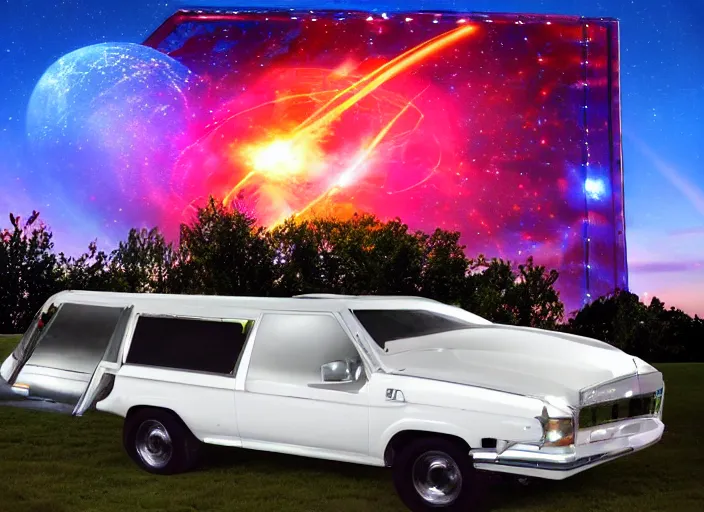 Image similar to Space ship, lazertag, drive in movie theater drive in movie theather