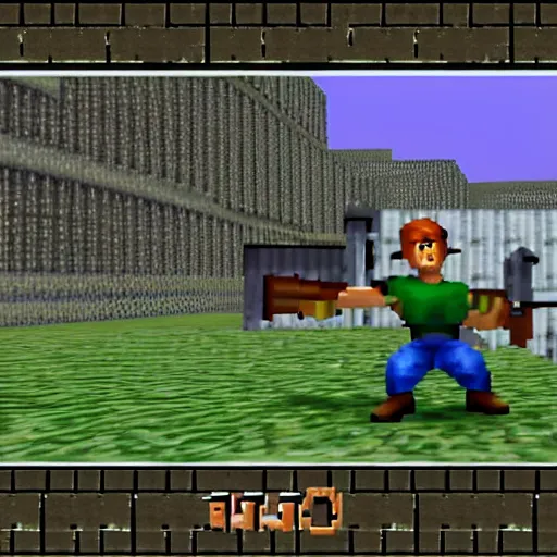 Image similar to link with a gun, ps 1 graphics