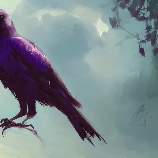 Prompt: a purple crow by greg rutkowski