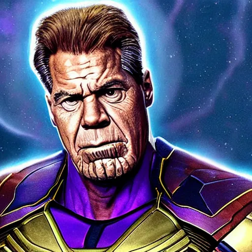 Prompt: nick saban as thanos with the infinity stones, championship rings, portrait, high detail