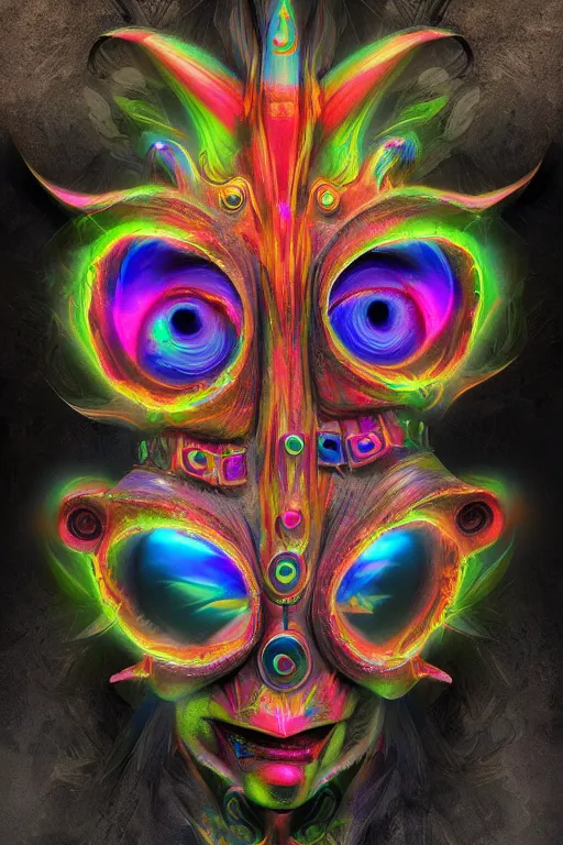 Prompt: psychedelic Shpongle mask concept art trending on artstation hd