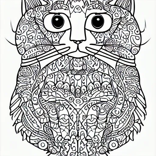 Image similar to cat coloring book page