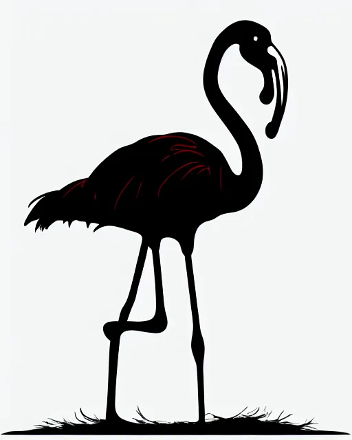 Image similar to silhouette of a flamingo, highly detailed, photorealistic, vector art, 8 k