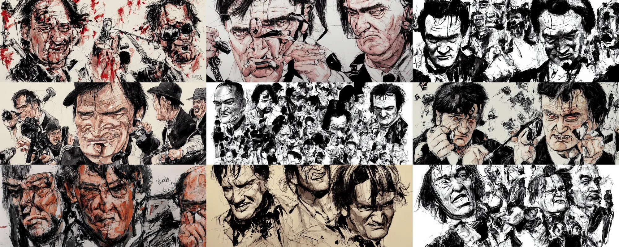 Prompt: cell shaded quentin tarantino llustration, art by kim jung gi