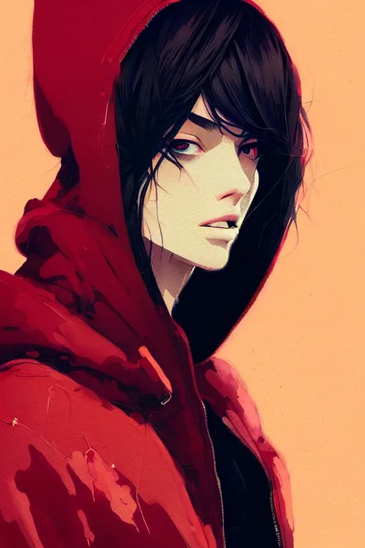 Image similar to a ultradetailed portrait painting of a stylish woman in a oversized hoodie by conrad roset, greg rutkowski and makoto shinkai trending on artstation