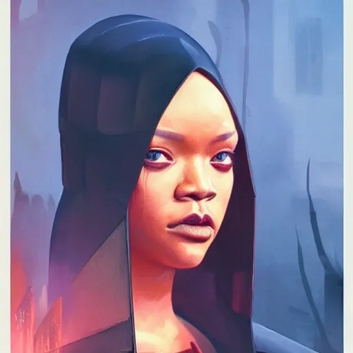 Image similar to star wars sith lord empire Rihanna profile picture by Greg Rutkowski, intricate details, futuristic, volumetric lights, streetwear, studio ghibli, Organic Painting , Matte Painting, geometric shapes, hard edges, trending on the artstation, fantasy LUT, realistic by Sachin Teng + Martin Grip + Moebius + Patrick Gleason, smooth, sharp focus, illustration, techwear, Industrial Scifi, detailed illustration, character portrait,-C 9.0