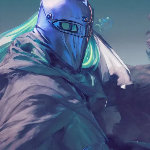 Image similar to blue knight in a green hatchback car, close up, anime, desert landscape, greg manchess, akehiko inoue and ross tran, Pyromallis Nekro Rene Margitte