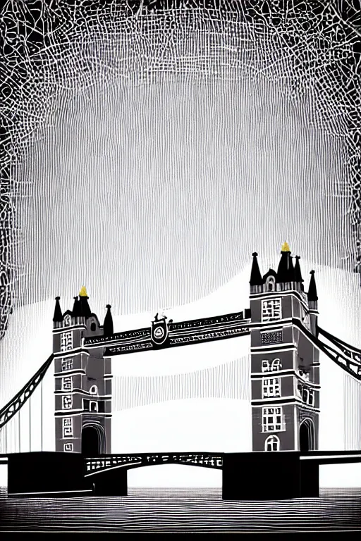 Image similar to minimalist boho style art of london tower bridge at sunrise, illustration, vector art