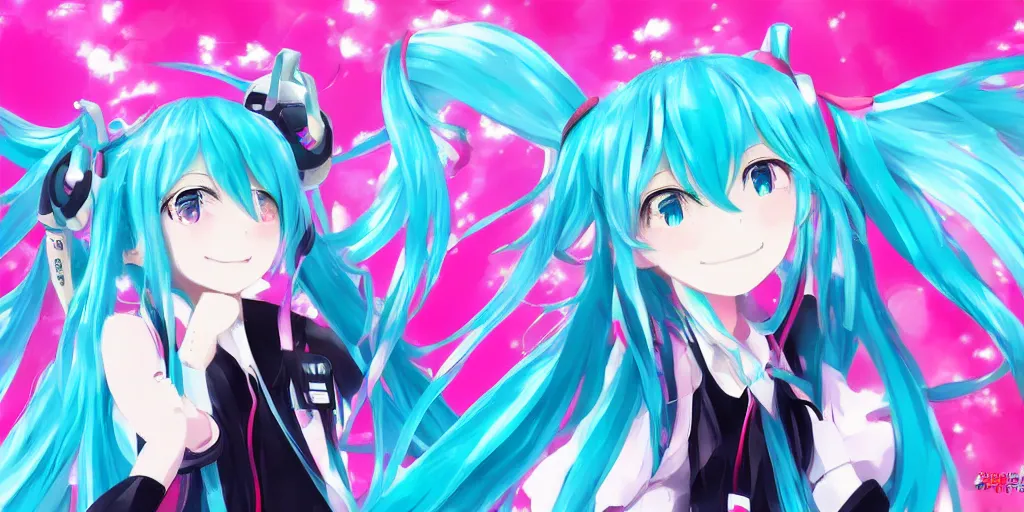 Image similar to hatsune miku , digital art, art station, tredning on art station, anime, colorful art