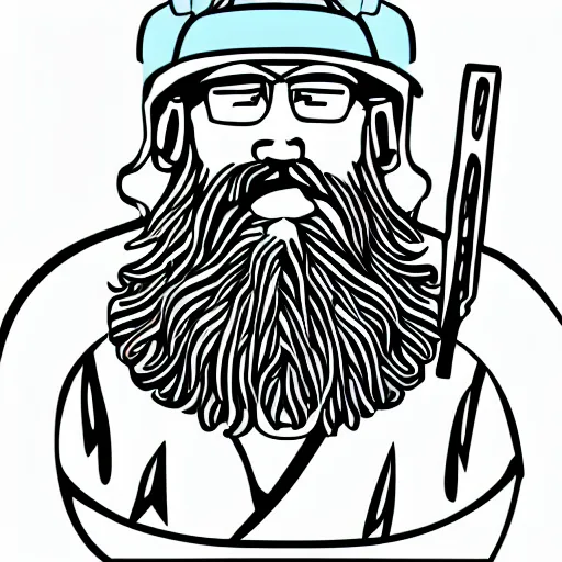 Image similar to bearded man turns bowl using woodlathe, vector art, monochromatic