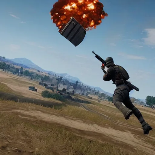 Image similar to pubg hot - dropping at pochinki