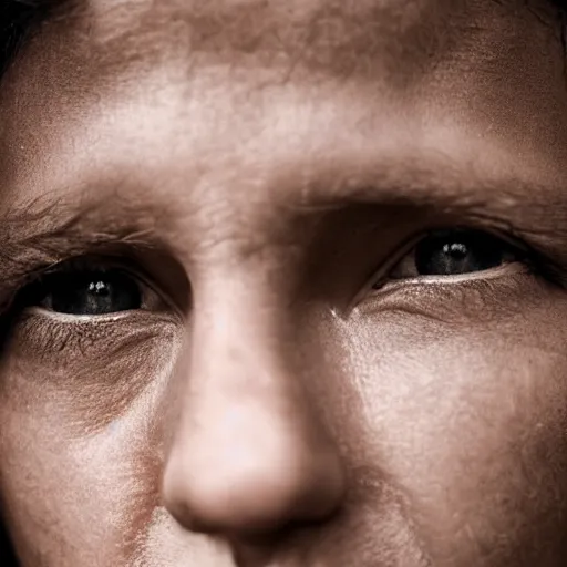 Prompt: close up of a human face, photograph, extremely detailed