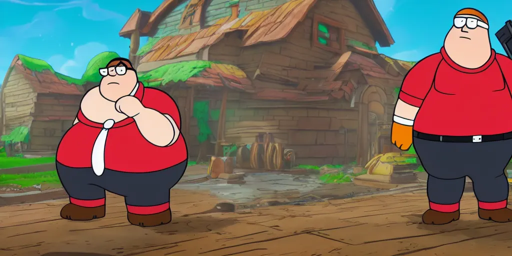 Prompt: peter griffin as a fortnite skin. concept art. high quality 8 k resolution