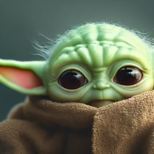 Prompt: baby yoda, portrait, concept art by doug chiang cinematic, realistic painting, high definition, concept art, portait image, path tracing, serene landscape, high quality, highly detailed, 8 k, soft colors, warm colors, turbulent sea, high coherence, anatomically correct, hyperrealistic, concept art, defined face, symmetrical 5