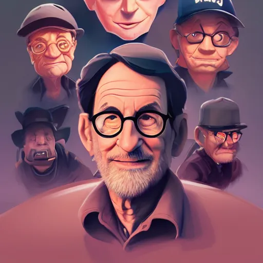 Image similar to face icon stylized minimalist steven spielberg, loftis, cory behance hd by jesper ejsing, by rhads, makoto shinkai and lois van baarle, ilya kuvshinov, rossdraws global illumination