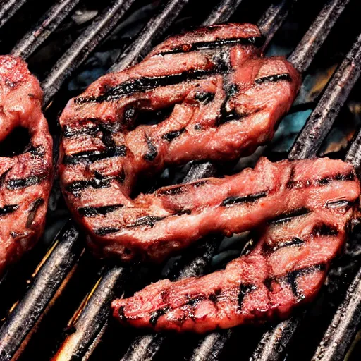 Prompt: alien meat on a grill, closeup, professional food photography